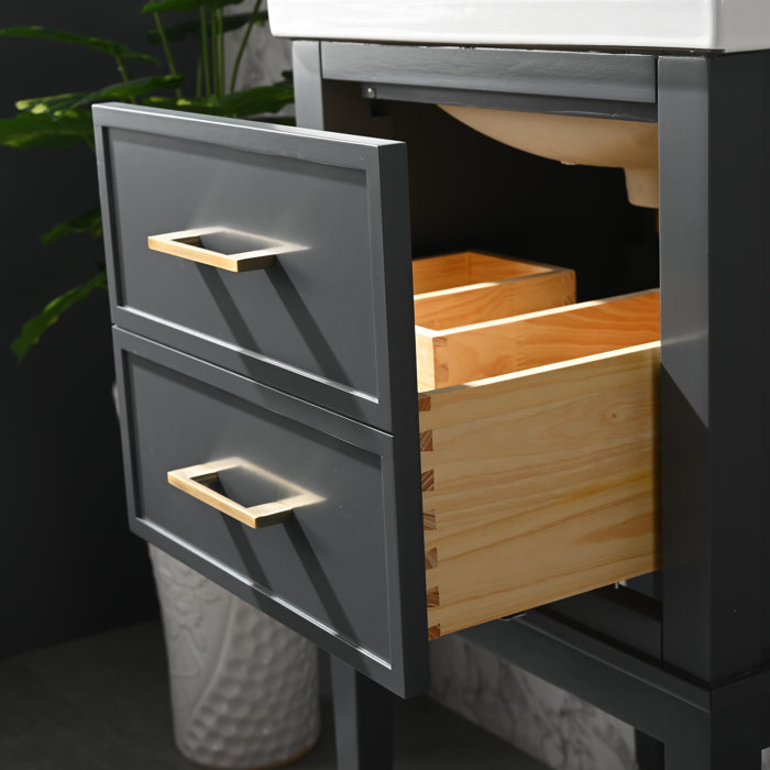 Everly Quinn Deon 20'' Single Bathroom Vanity with Ceramic Top